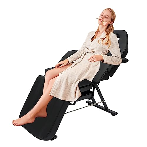 fvscgjmwp Facial Bed with Tray, Eyelash Extension Bed, Massage Table, Salon Chair (Black) - Thumbnail 7