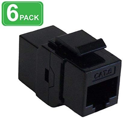 CAT6 / RJ45 Ethernet Female to Female Coupler | Keystone | Black | 6 Pack | Jibeworks