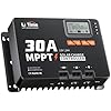 LiTime 30 Amp MPPT 12V/24V/Auto DC Input Solar Charge Controller Build-in Bluetooth Module, Parameter Adjustable LCD Display LED Indicators Solar Panel