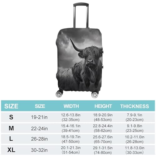 Highland Cow in Storm Unisex Luggage Cover Washable Travel Suitcase Case Elastic Baggage Protective Covers L2