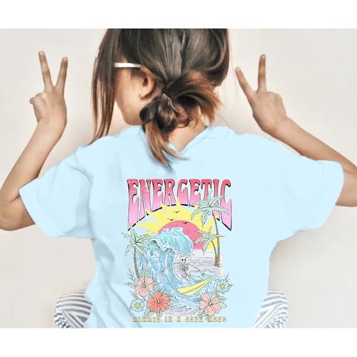 Cute Letter Shirts for Girls Beach Graphic Tee Preppy Shirt Kids Summer Cotton Short Sleeve T Shirt Vacation Tops3