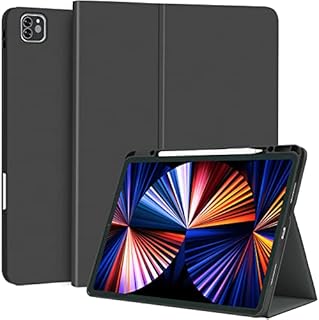 HCNOOER Case for iPad Pro 12.9 6th Generation 2022 / 5th Gen 2021, 12.9 Inch iPad Pro Cases with Pencil Holder, Minimalist Tablet Folio Cover with Magnetic Closure and Auto Wake/Sleep - Grey