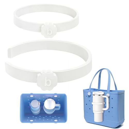 BestStone Cup Holder for Bogg Bag – Compatible with Stanley 30oz/40oz Tumblers, Adjustable Bogg Bag Accessories Insert, Drink Holder Compatible with Simply Southern & Simply Modern Tote Bags(White)