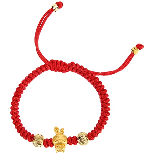 Vaguelly 1 Pc 2023 Lapin Bracelet À Breloques Signe du Zodiaque Chinois Porte-Bonheur Chaîne Rouge Bracelet Chanceux Année des Lapins Amulette Bracelet Nouvel an Cadeau Cover