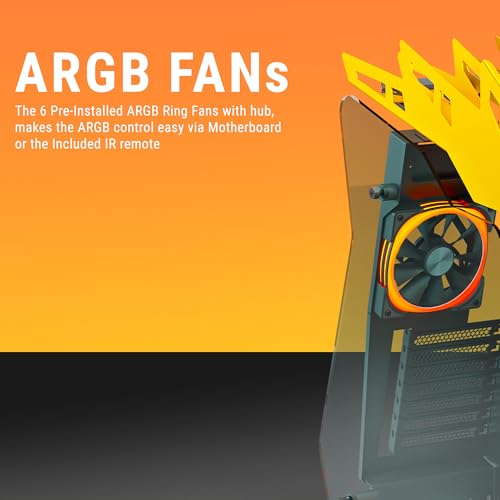 Image of Ant Esports Cypher G7 Mid-Tower ATX Computer Case /Gaming Cabinet - Black-Yellow | Support ATX, Micro-ATX, Mini-ITX | Pre-Installed 6 ARGB-PWM Remote Controlled Fans