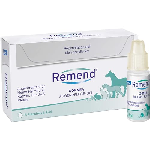 REMEND Cornea Augenpflege-Gel – regenerierende Augentropfen bei Hornhautschädigungen – sanfte Augenpflege für Hunde, Katzen, Pferde & kleine Heimtiere – 6 x 3 ml