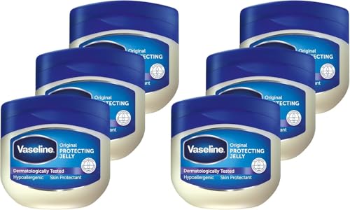 Vaseline Original Protecting Jelly, Crème Protectrice et Réparatrice, Adaptée aux Peaux Sensibles, Peau Sèche Nourrie, Barrière Cutanée Régénérée, Avec Gelée de Pétrole Pure, 6x 50ml