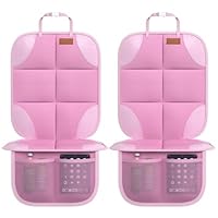 SMART ELF Car Seat Protector, 2 Pack Car Seat Cover, Seat Protector Under Baby Car Seat, Seat Covers with Non-Slip Bottom and 2 Mesh Pockets Suitable for Baby and Pet (Pink)