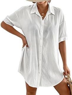 Bsubseach Women's Swimwear Cover Ups Shirt Dress for Women Button Down Dresses Beachwear