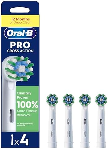 Oral-B Pro Cross Action Electric Toothbrush Heads, 4 Count, White | X-Shape & Angled Bristles, Deep Plaque Removal, Replacement Brush Heads - View 3