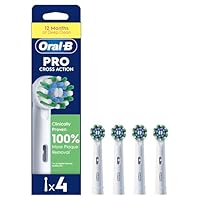 Oral-B Pro Cross Action Electric Toothbrush Head, X-Shape and Angled Bristles for Deeper Plaque Removal, Pack of 4