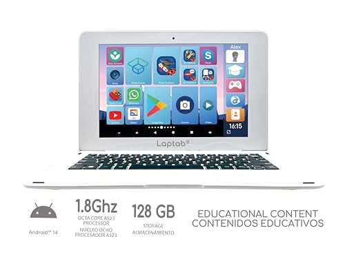 LEXiBOOK LAPTAB 11、タッチスクリーン付きノートパソコン、家族全員向けにデザイン、教育的で楽しいコンテンツ、Android搭載、ペアレンタルコントロール、超薄型軽量、LT11EN。
