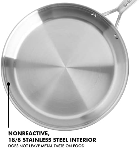 Babish 12-Inch Tri-Ply Stainless Steel Frying Pan with Lid – Professional Grade Skillet for Searing, Sautéing & Even Heat Cooking - Thumbnail 4
