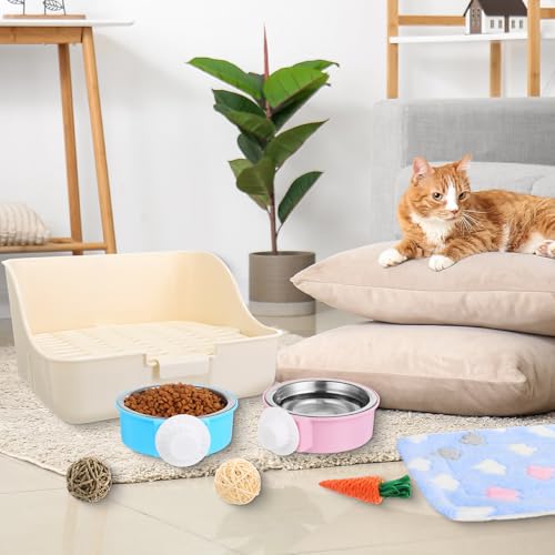 Reallnaive 15 Pcs Rabbit Starter Kit Small Rabbit Litter Box Girls Gift Animal Grooming Kit Bunny Toys Bowl Blankets with Cleaning Set for Guinea Pig Accessories(Multicolor) by Reallnaive - Image 6
