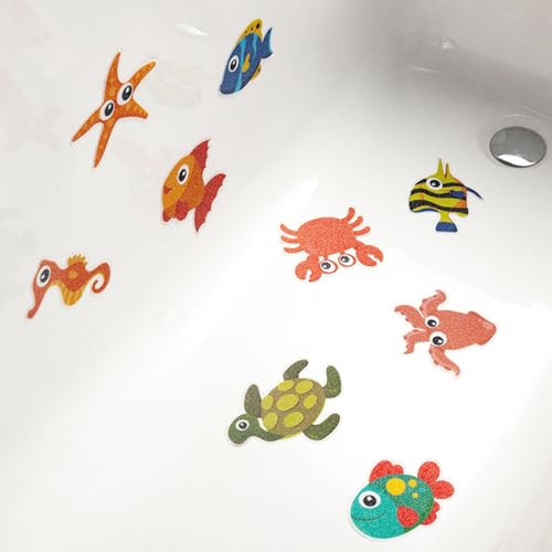9 Stück Badewannensticker,Antirutsch Pads Dusche,Antirutsch Badewanne Kinder,Dusche Antirutsch Aufkleber,Antirutsch Pads Badewanne,Antirutsch Aufkleber Dusche,Badewannen Rutschschutz (Meerestier)