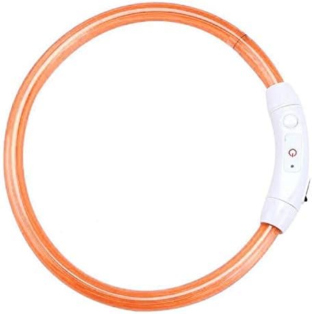 No Name Ltd Flashy Dog Collar Cut to Size USB Rechargeable Waterproof Bright Night Light up Pet Safety (Neon Red)