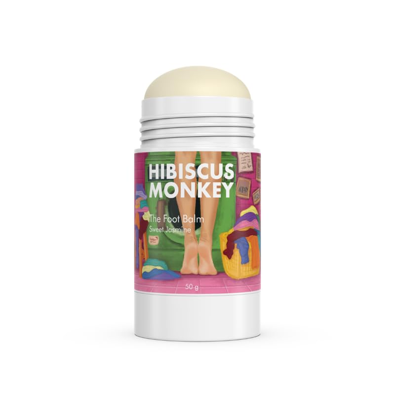 Hibiscus Monkey The Foot Balm For Dry & Cracked Feet | Heals Cracked Heels, Moisturizes Dry Feet, Softens Rough Callouses, Protects Skin | Olive Squalane, Kokum Butter, Shea Butter, Turmeric Root Oil, Lemon Peel Oil | Natural, Chemical Free | Dermatologist Tested For Sensitive Skin | 50g