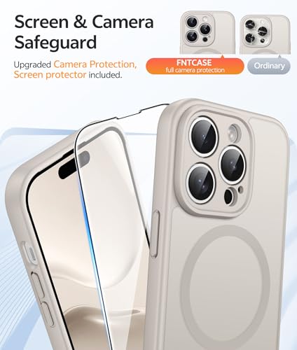Image of FNTCASE for iPhone 14 Pro Case: [Compatible with Magsafe] Translucent Matte Cases with [Full Camera Protection] [Screen Protector] Military Grade Shockproof Protective Phone Cover - Off White