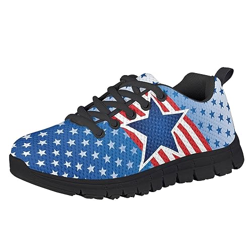 Marsvovo P26-P-YSFJ1381DV-B-34 American Flag Print Sneakers For Kids Flexible Lightweight Breathable Athletic Kids Running Shoes Comfortable Resistant Fashion Sports Walking Shoes Stars Size 3 Big Kid thumb #1