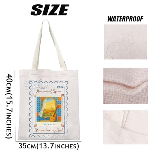 MEIKIUP Barcelona Canvas Tote Bag Barcelona Spain Trip Merchandise Barcelona Travel Souvenirs Shopping Bag3