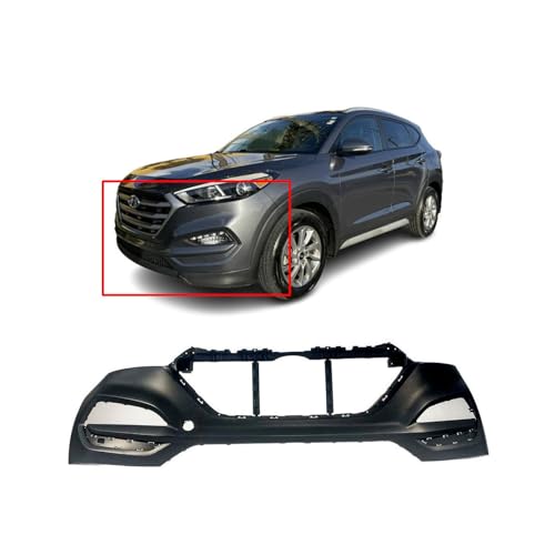 Image of FitParts Compatible with Hyundai Tucson 2016-2018 Front Upper Bumper Cover | Primed, With Fog Light Holes, Ready to Paint, OEM 86511D3000, HY1014101