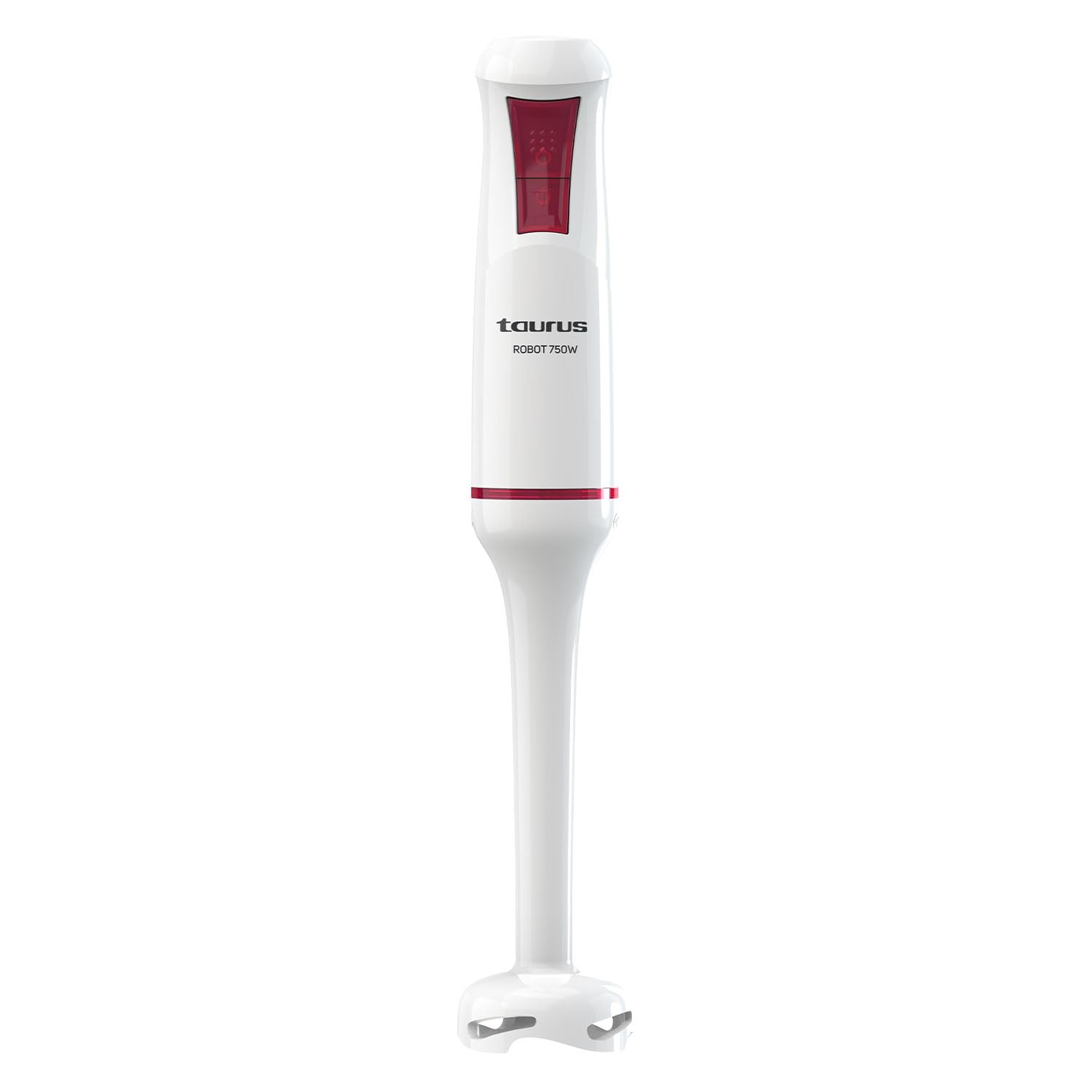 Taurus – Batidora mano Robot 750 | 750W | 2 Velocidades +Turbo | Cuchillas Inox | Compacta | Ergonómica | Fácil Montaje | Campana anti salpicaduras | Libre BPA | Apto lavavajillas | Blanco/Rojo