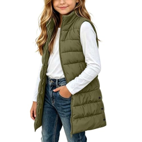 Piuwrlz Girls Long Puffer Vest Zip Up Sleeveless Jacket with Pockets - image 2