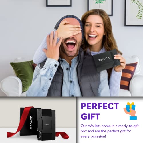 Zeyuca Slim Rfid Carbon Fiber Wallet For Men – Minimalist Credit Card Holder Wallet For Men With Aluminum Cash Strap #TOP4