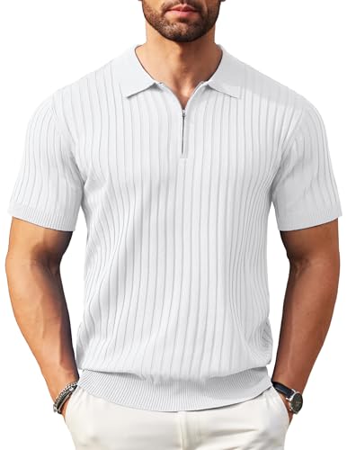 Polo homme à fermeture éclair COOFANDY en maille tricotée respirante pour l'été