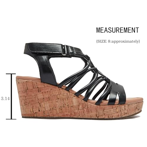Luoika Women's Wide Width Wedge Sandals, Ankle Strap Open Toe Platform Wedge Pump Heel Women's Sandals Concise Casual Summer Shoes.4