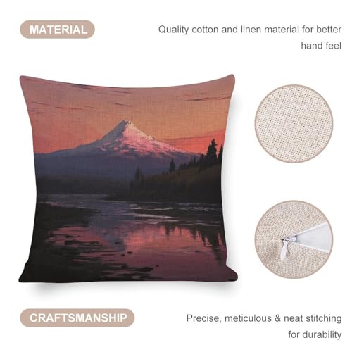 Coussin lombaire coucher de soleil : housse 50x50 cm pour sublimer votre lit ou un canapé moderne