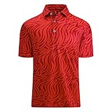 Esabel.C Golf Shirts for Men Dry Fit Performance Short Sleeve Print Moisture Wicking Collared Shirt,