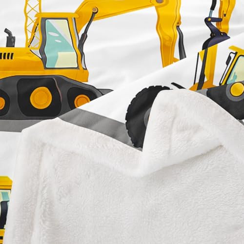 Image of Feelyou Construction Site Fleece Throw Blanket Kids Toddler Excavator Truck Flannel Sherpa Blanket Soft Comfort Plush Blankets for Boys & Girls 60 inchx80 inch