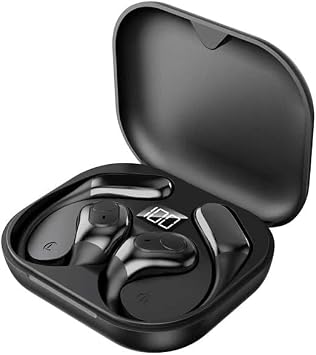 Open Ear Headphones Wireless Bluetooth 5.3 Wireless Sports Earbuds with Earhooks,ENC Call Noise Cancellation Waterproof 14.2mm Titanium Film Speaker for Sports,Driving,Office,Black