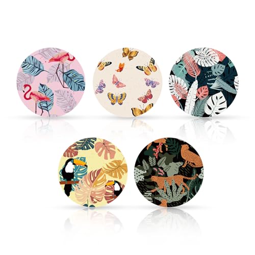 Tinoaly 25uds Parches Adhesivos para Libre 2 y Libre 3, Impermeables Cubierta Sensor Transpirables Precortados Adhesivos, de Larga Duración Sin Pegamento en el Centro (Plantas y Animales Tropicales)