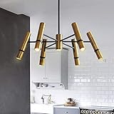 [page_title]-Lingkai Moderne Einstellbare LED Kronleuchter Mid-Century Deckenbeleuchtung Strahler in Schwarz mix Gold Heads für Restaurant Küche Esszimmer Dekoration (7 Lampen)