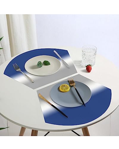 Placemats Set Of 5 With Centerpiece Round Mat, Wedge Heat- Resistant Place Mats, Blue White And Gray Gradient Table Mat For Dining Table Decor #TOP6
