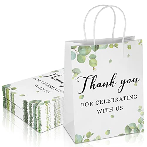 Queekay 30 Pieces Large Thank You for Celebrating with Us Bag Wedding Welcome Bags Bulk with Handles Thank You Party Favor for Baby Showers Birthdays Weddings Bridal Party Supplies