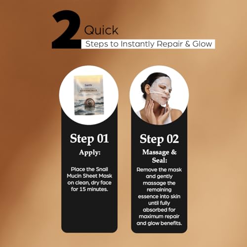 Image of Sanfe Illuminating Korean Snail Mucin Sheet Mask for Glass Skin Glow - Deep Hydration, Barrier Strengthener, and Repair for Tired, Dull, Dry Face (25g, Pack of 1