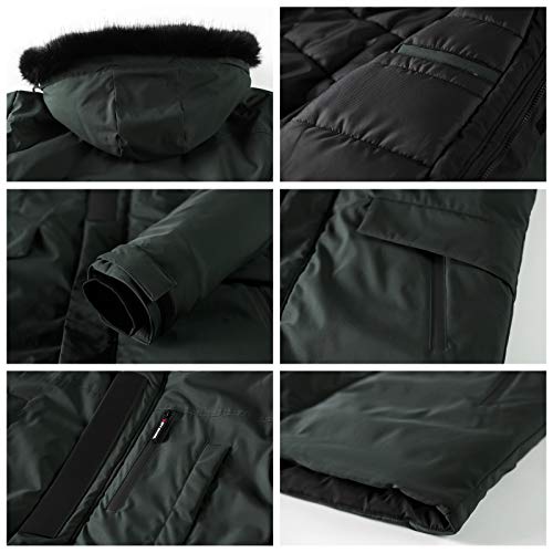 Ween Charm Men'S Warm Parka Ski Jacket Water Resistant Puffer Jacket Long Winter Coat With Removable Faux Fur Hood thumb #6