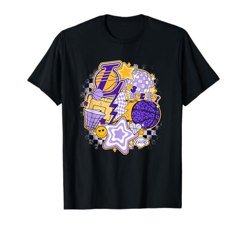 NBA Los Angeles Lakers Psychedelic Basketball Collage T-Shirt, Small, White