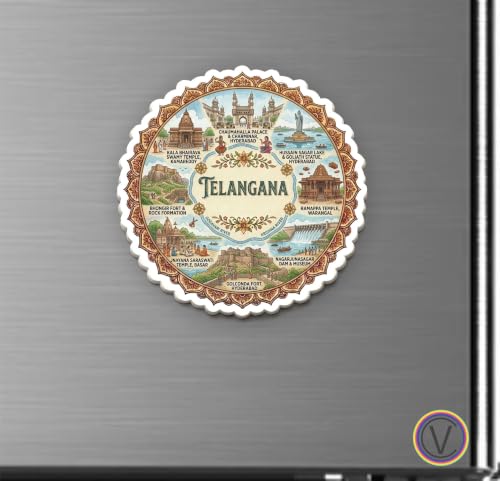 Image of Telangana Textured Finish Acrylic Fridge Magnet - UV Texture Printed, Stylish Multicolor Magnet for Fridge, Wardrobe & Metal Surfaces, Pack of 1 (Telangana)