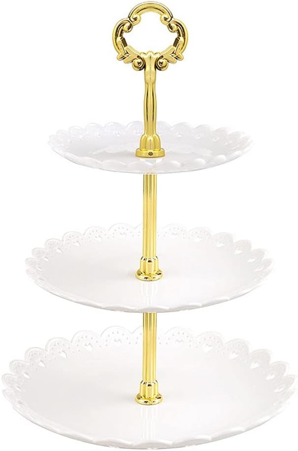 Fellibay3-Tier Cupcake Stand, Plastic, White, 5.9 in, 7.1 in, 8.7 in, 5 in