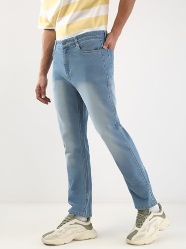 Image of Urbano Fashion Men's Straight Fit Washed Jeans Stretchable