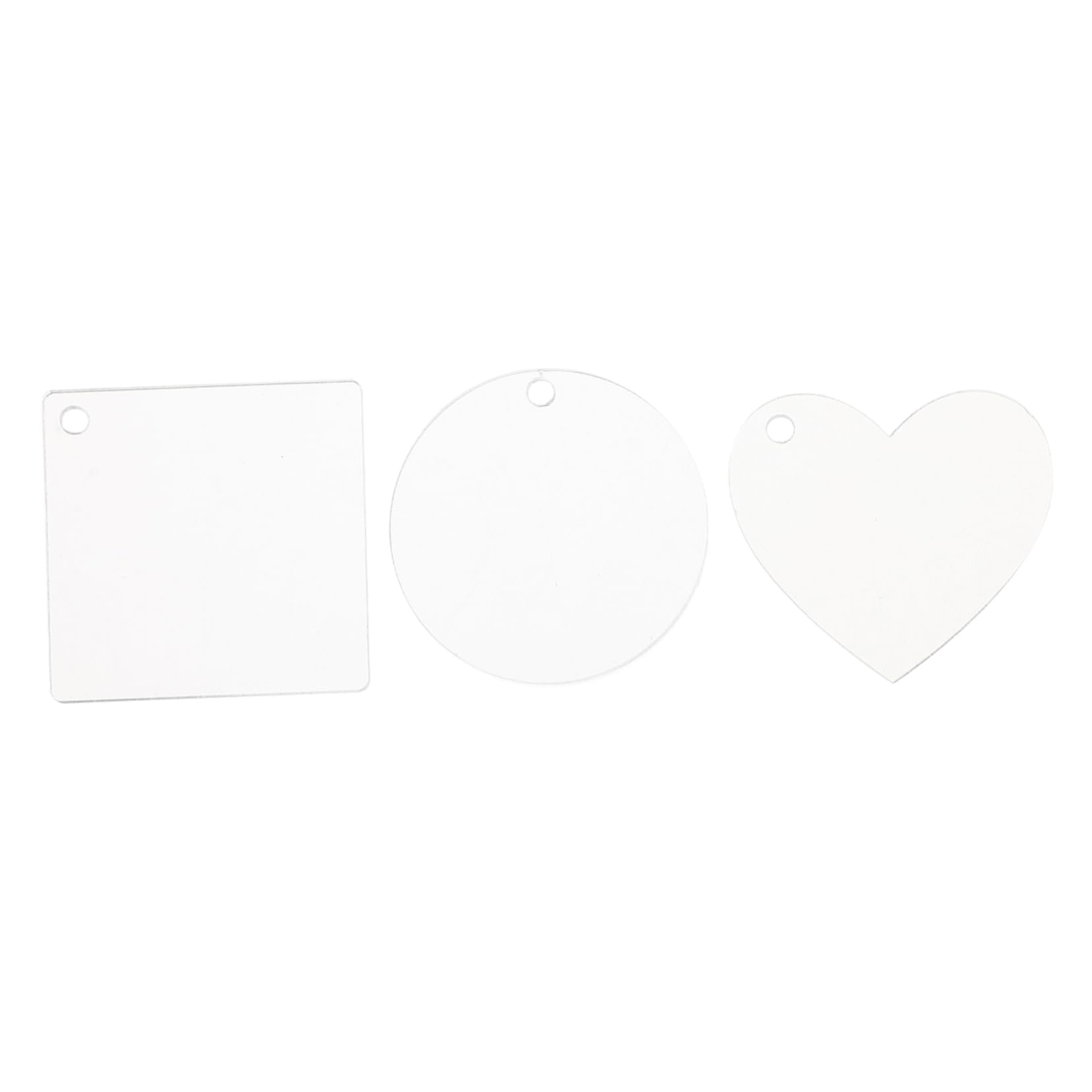 Uonlytech 100 Stück Acryl Schlüsselanhänger Transparent Blank mit Herz und Viereck Anhänger zum Unterscheiden und Rostfrei für Fotografie und Gepäck