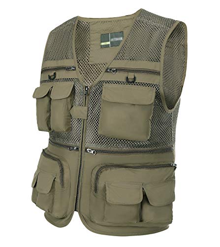 Image of Mens Outdoor Fishing Vest Safari Travel Photography Vests Jacket Multi Pocket