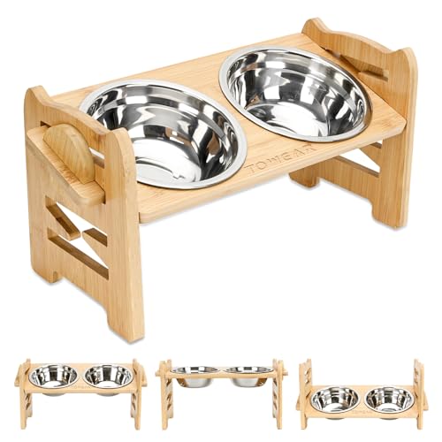 Raised dog Bowls 6 Level Adjustable 2 Stainless Steel Bowls For Small dog