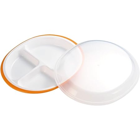 小森樹脂 食器 弁当 楽弁 フード付き ランチプレート 丸型 オレンジ 25.5×21.5×高さ5cm 日本製 食洗機 レンジ 対応