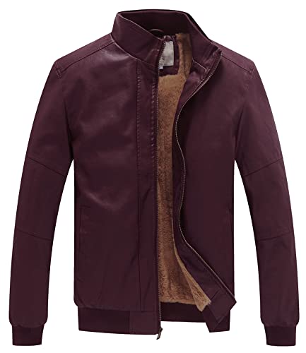 WenVen Mens Stand Collar Fleece Lined Faux Leather Jacket Warm Winter Coat | Bomber Outerwear product thumbnail 13