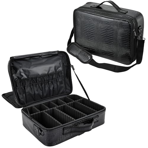Neceser de Maquillaje Bolsa de Maquillaje Bolsa de cosméticos Grande Organizador de Maquillaje Bolsa de peluquería Maletin Maquillaje, Negro